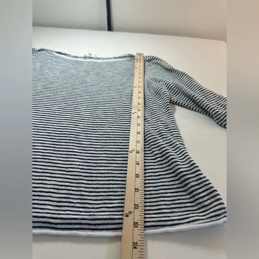 EILEEN FISHER BOATNECK LINEN BLEND STRIPED SWEATER Size XL 3/4 Sleeve GUC - Picture 6 of 7